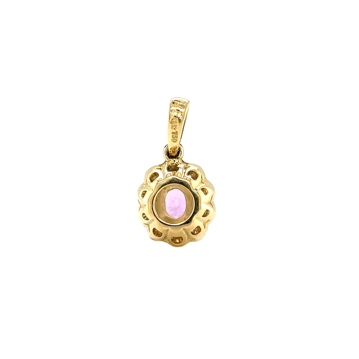 18ct Yellow Gold Pink Sapphire & Diamond Cluster Pendant