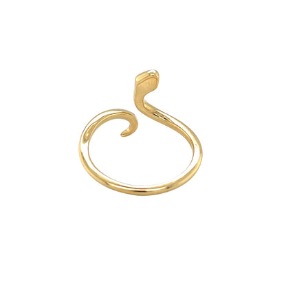 18ct Yellow Gold Snake Diamond Eyes Ring (M)
