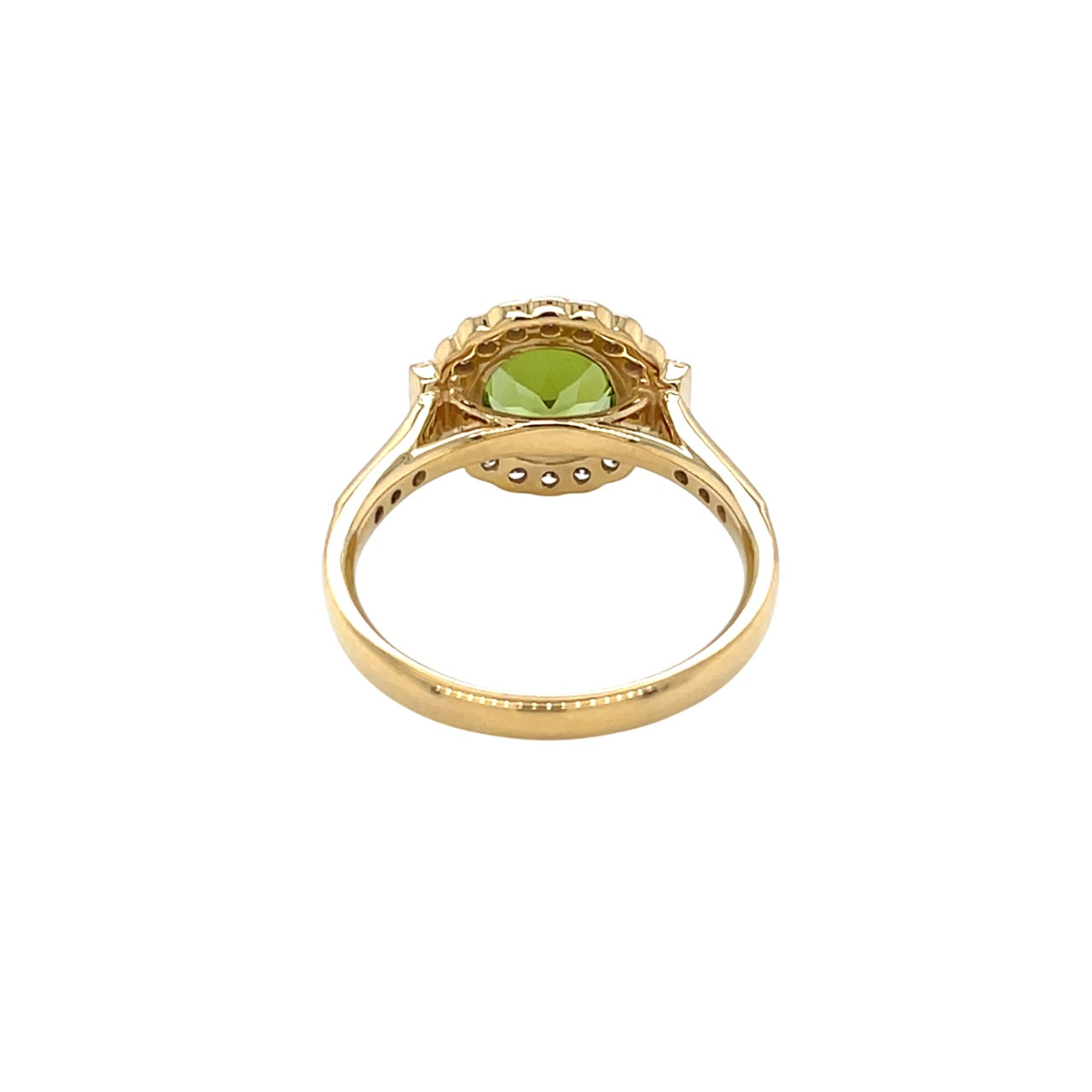 18ct Yellow Gold Peridot & Diamond Cluster Ring (N)