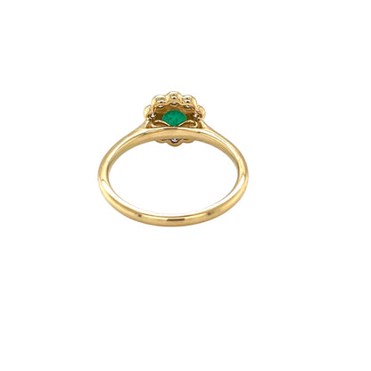 18ct Yellow Gold Emerald & Diamond Cluster Ring (N)
