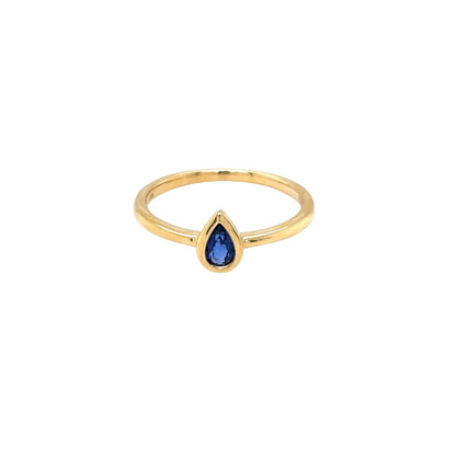 18ct Yellow Gold Pear-Shaped Sapphire Ring (M)