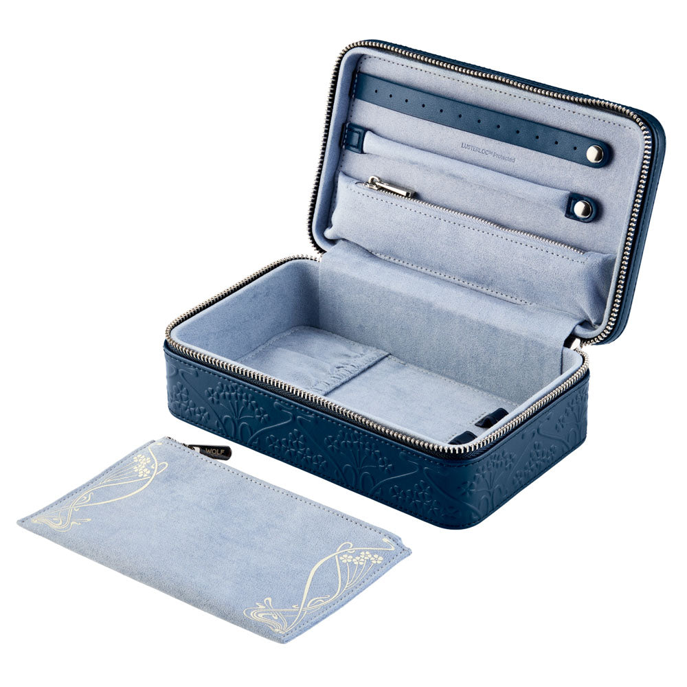 WOLF X LIBERTY All Over Ianthe Medium Jewellery Zip Case - Navy
