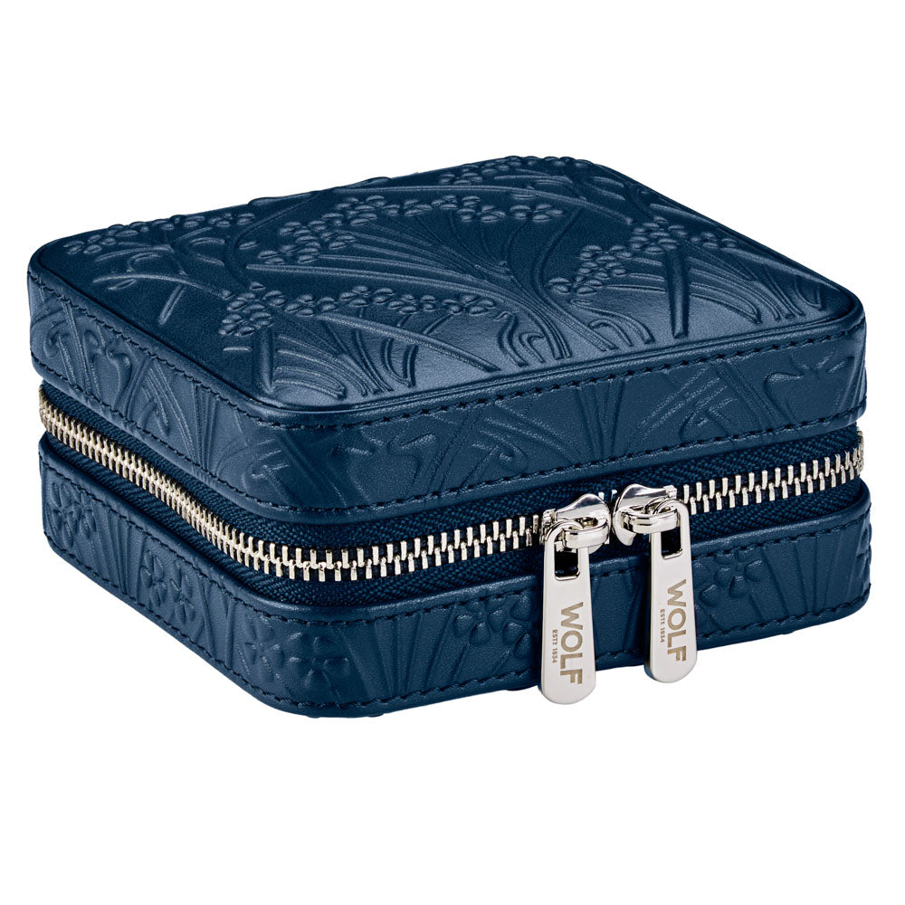 WOLF X LIBERTY All Over Ianthe Small Travel Jewellery Zip Case - Navy