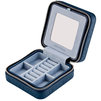 WOLF X LIBERTY All Over Ianthe Small Travel Jewellery Zip Case - Navy