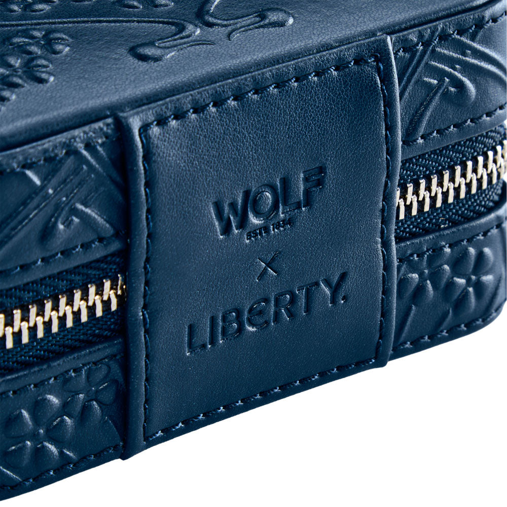 WOLF X LIBERTY All Over Ianthe Small Travel Jewellery Zip Case - Navy
