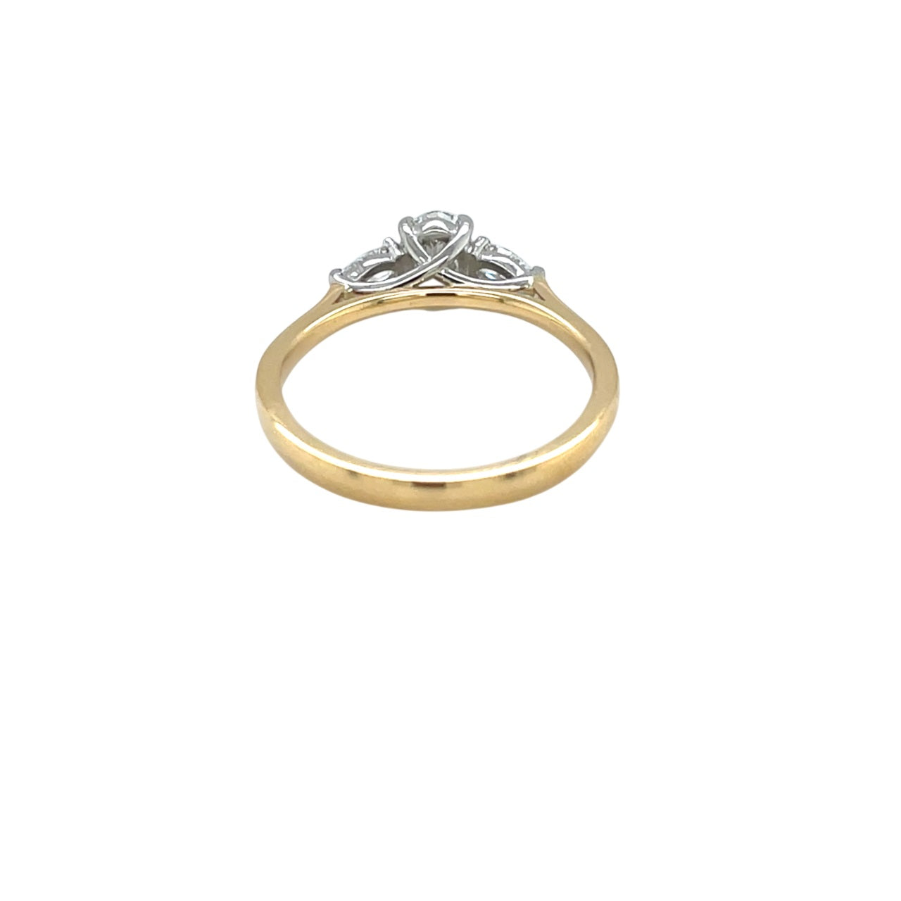 18ct Yellow Gold Oval & Pear Diamond Trilogy Ring (M1/2)