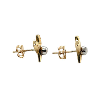 9ct Two-Tone Gold Cross Stud Earrings