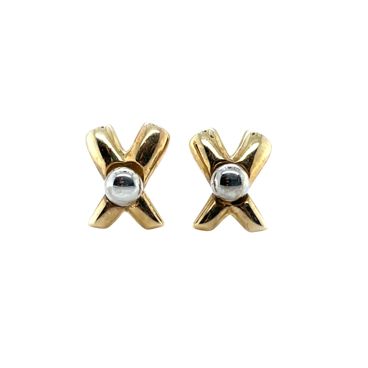 9ct Two-Tone Gold Cross Stud Earrings