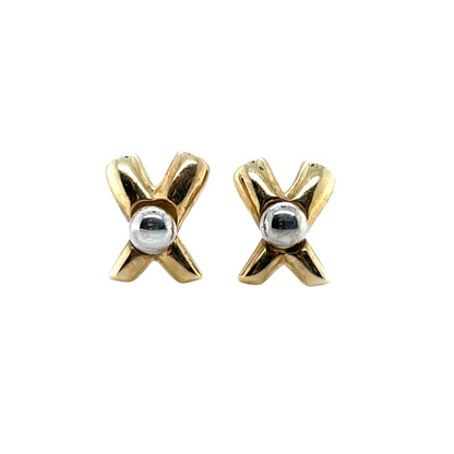 9ct Two-Tone Gold Cross Stud Earrings