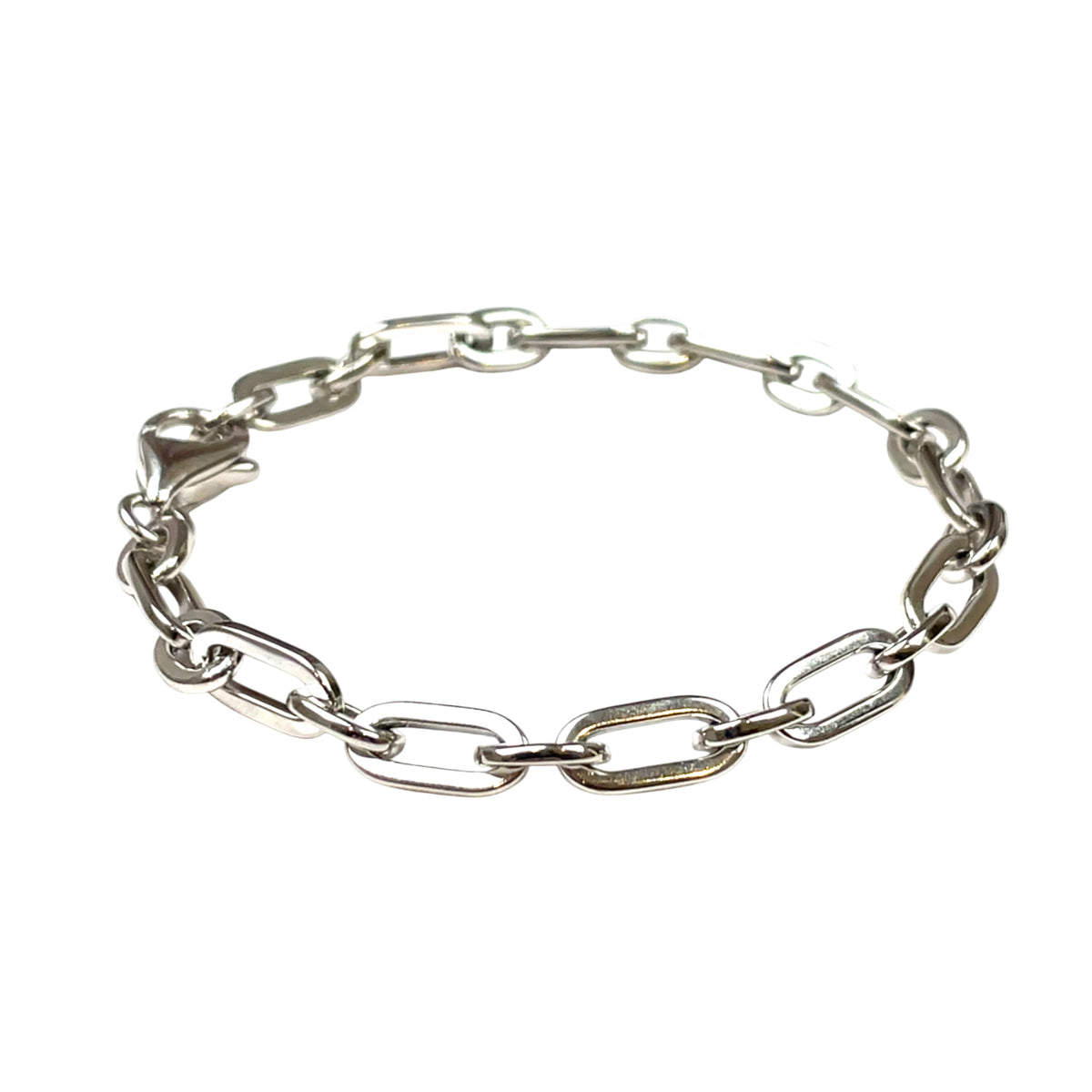 9ct White Gold Paperclip Bracelet (7")