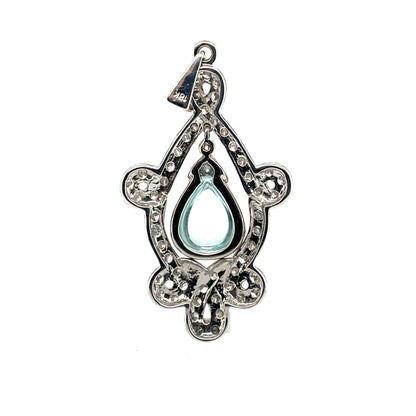 18ct White Gold Aquamarine & Diamond Pendant