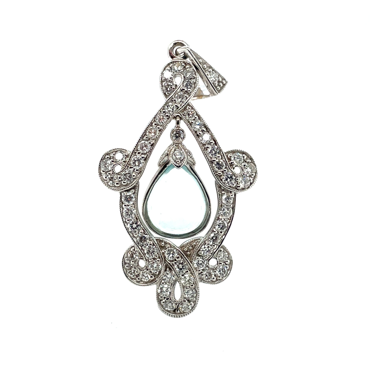 18ct White Gold Aquamarine & Diamond Pendant