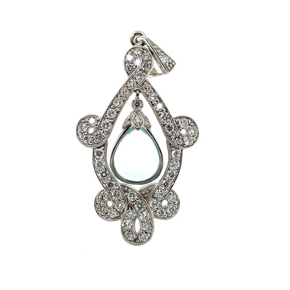 18ct White Gold Aquamarine & Diamond Pendant
