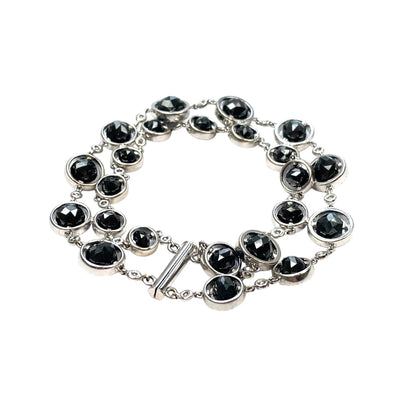 18ct White Gold Black & White Diamond Two Row Bracelet (7")