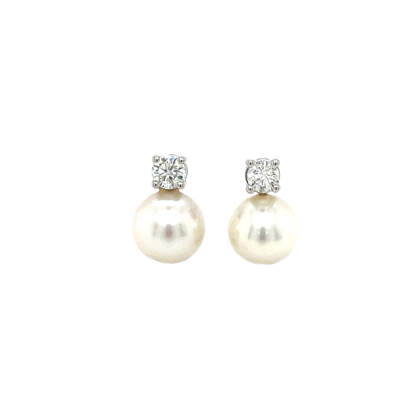 18ct White Gold Akoya Pearl & Diamond Earrings