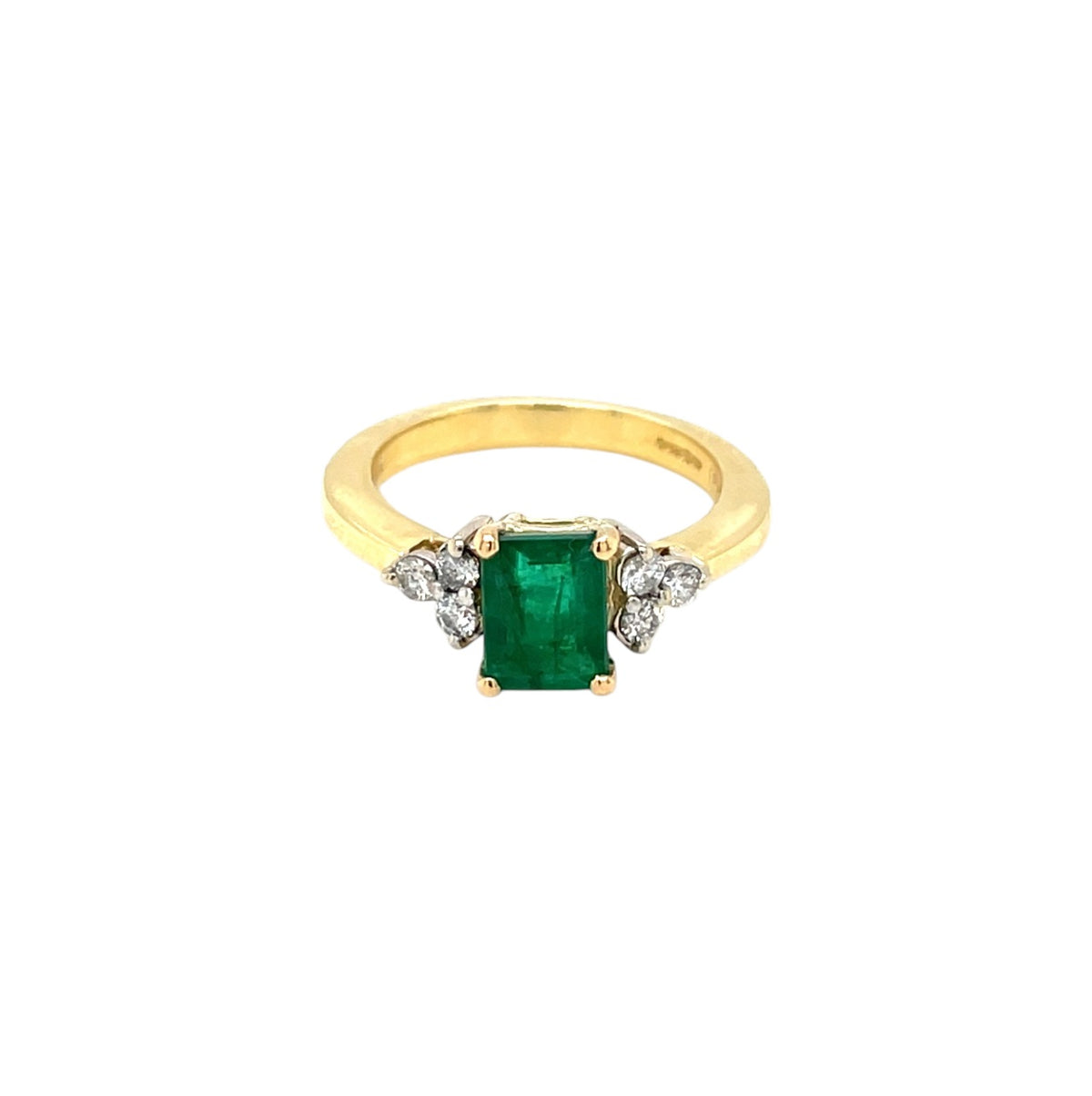 18ct Yellow Gold Emerald & Diamond Ring (I1/2)