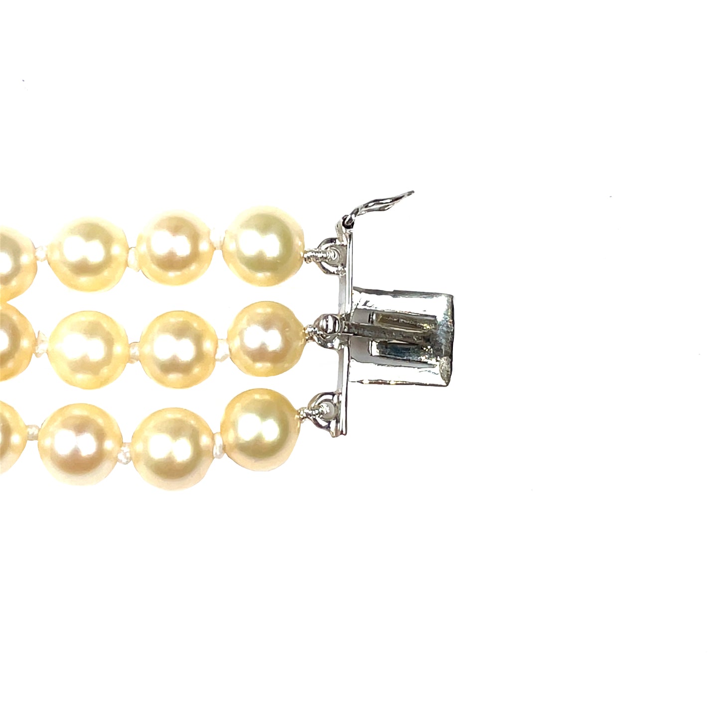 18ct White Gold & Ruby Three-Strand Pearl Bracelet (7.5")