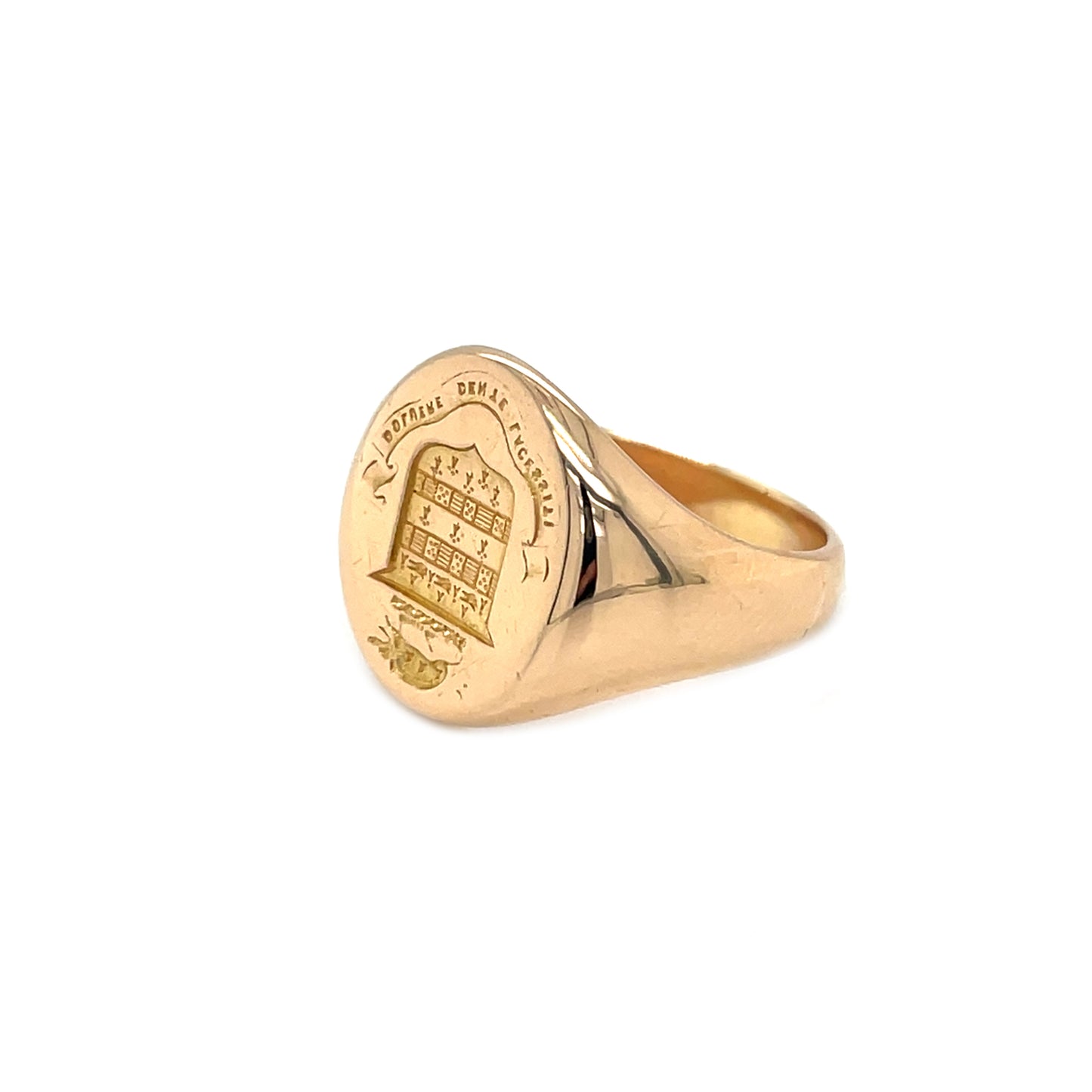 18ct Yellow Gold Crest-Engraved Signet Ring (Q)