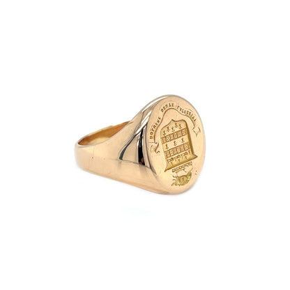 18ct Yellow Gold Crest-Engraved Signet Ring (Q)