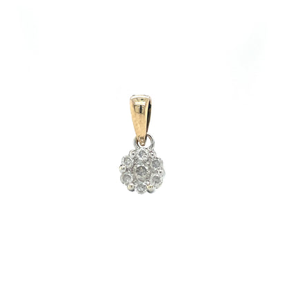 9ct Yellow Gold Diamond Cluster Pendant