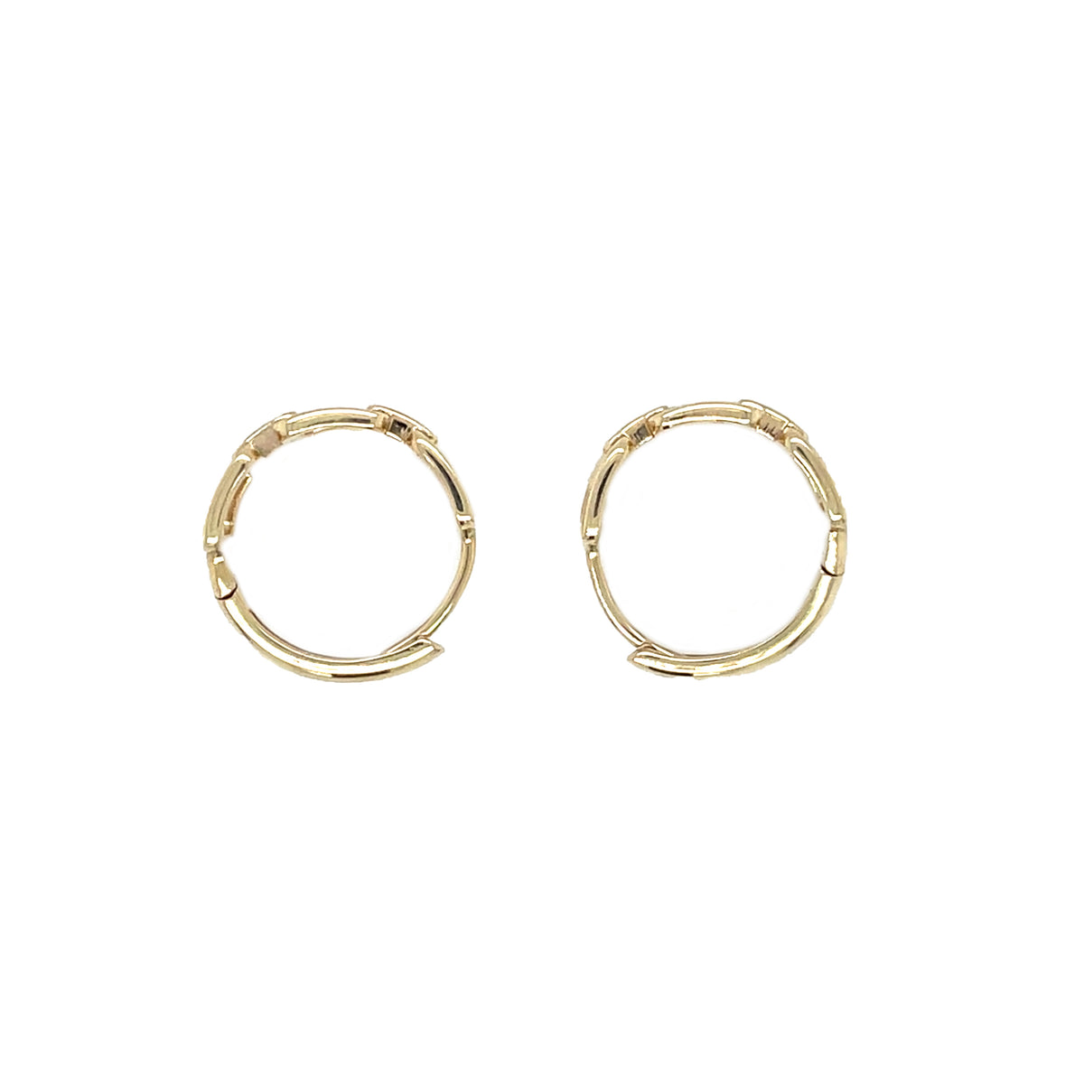9ct Yellow Gold Square & Bar Hinged Huggy Hoop Earring (15mm)