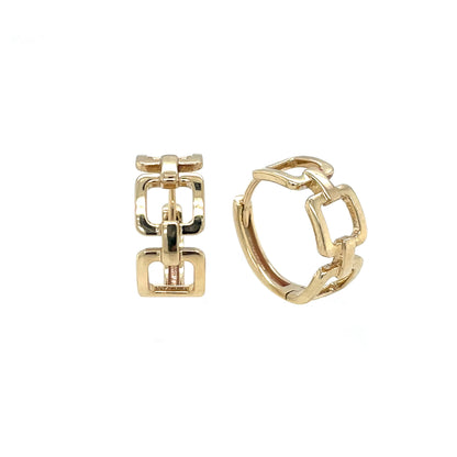 9ct Yellow Gold Square & Bar Hinged Huggy Hoop Earring (15mm)