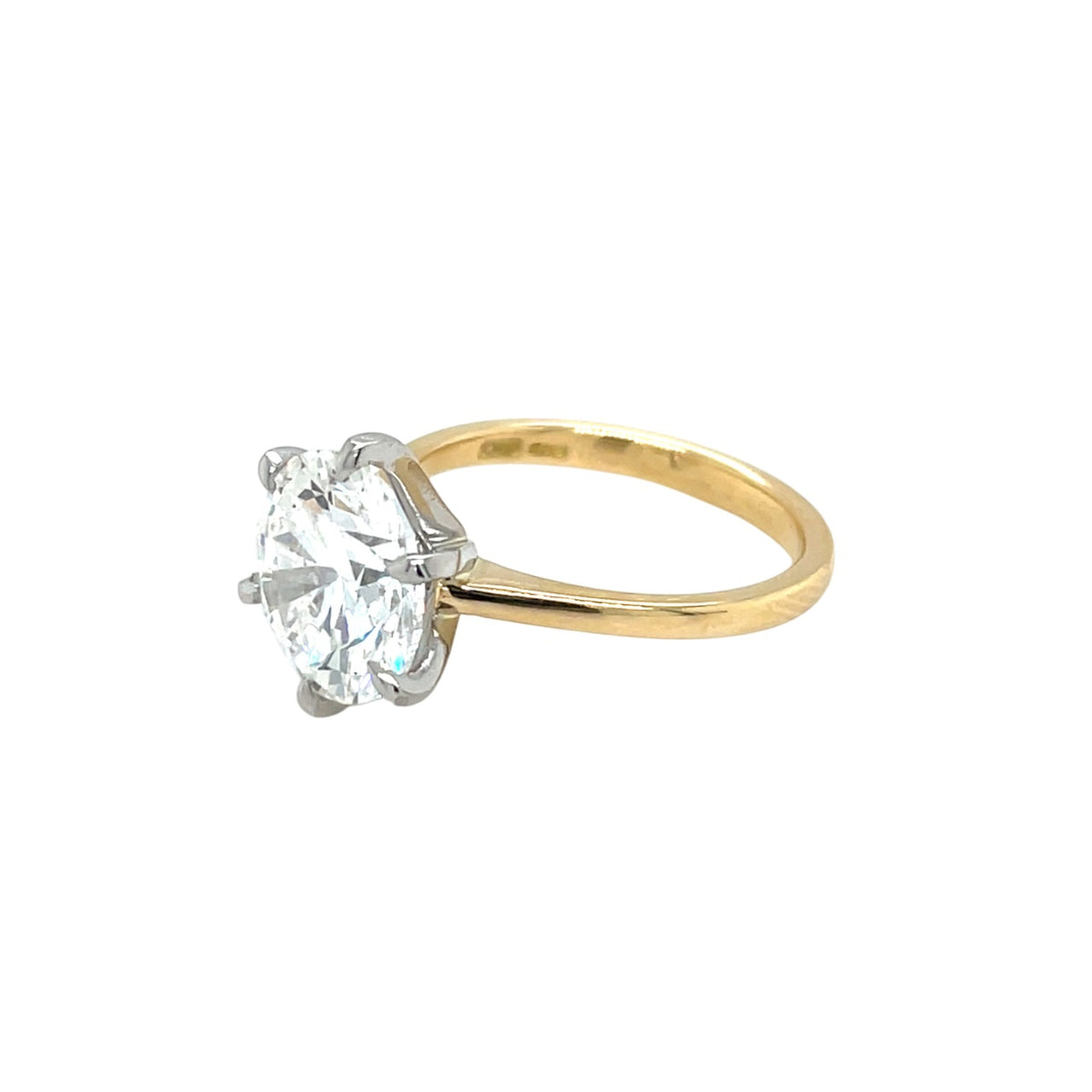 18ct Yellow Gold & Platinum Lab-Grown Diamond Solitaire Ring (M1/2)