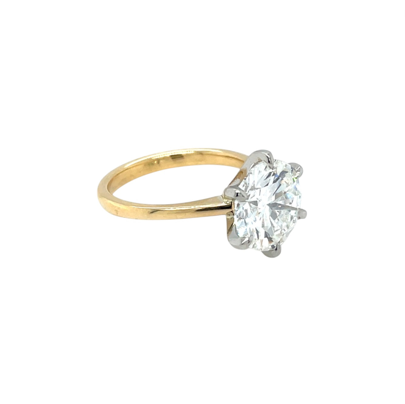 18ct Yellow Gold & Platinum Lab-Grown Diamond Solitaire Ring (M1/2)