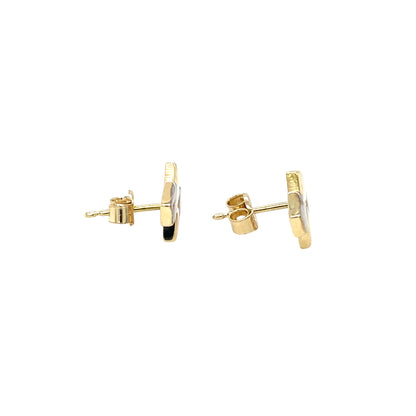 9ct Two-Tone White & Yellow Gold Building Blocks Stud Earrings