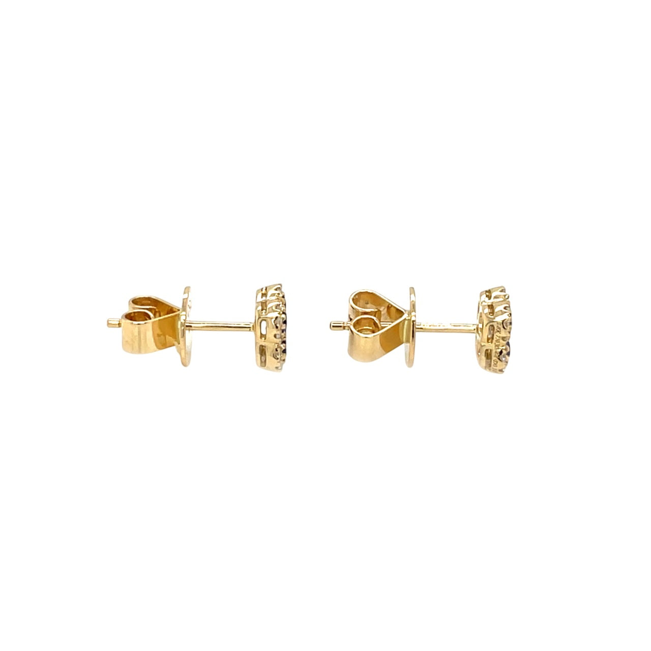 18ct Yellow Gold Sapphire &  Diamond Cluster Stud Earrings