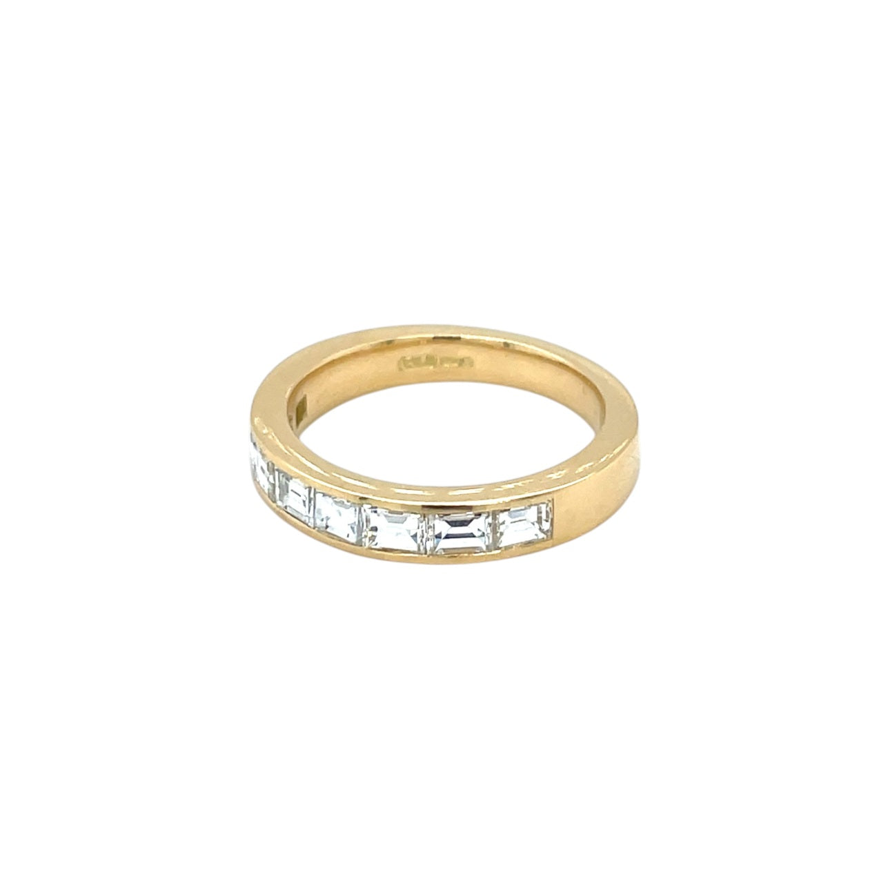 18ct Yellow Gold Emerald Cut Diamond Half-Set Eternity Ring (M)