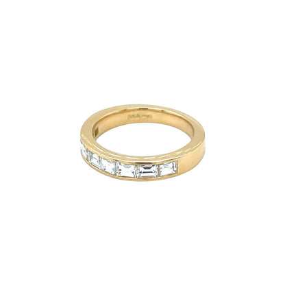 18ct Yellow Gold Emerald Cut Diamond Half-Set Eternity Ring (M)