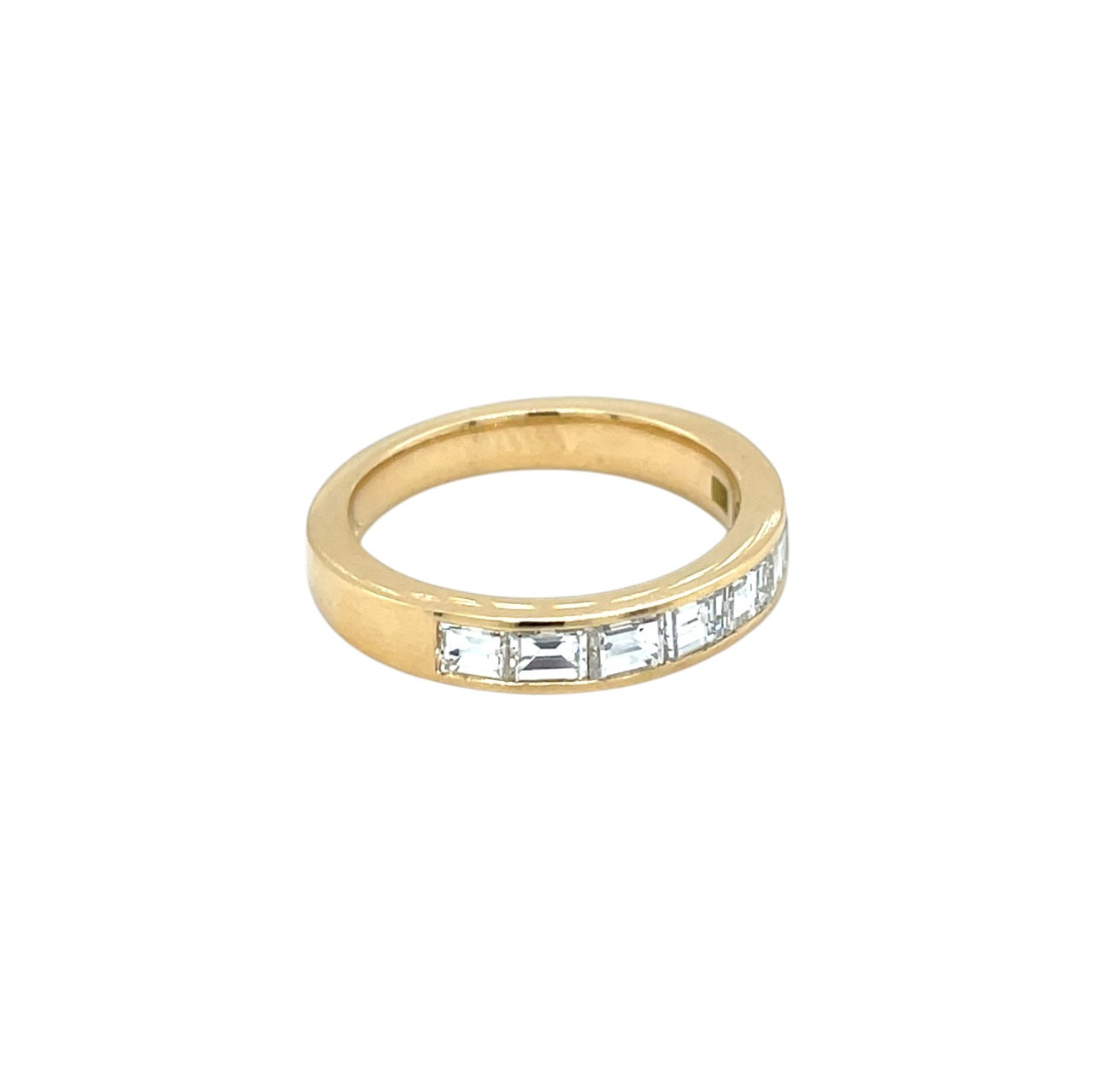 18ct Yellow Gold Emerald Cut Diamond Half-Set Eternity Ring (M)
