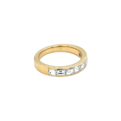 18ct Yellow Gold Emerald Cut Diamond Half-Set Eternity Ring (M)