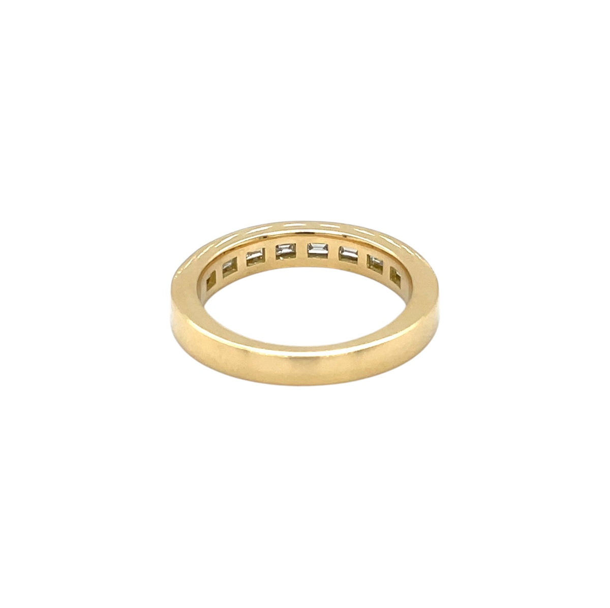 18ct Yellow Gold Emerald Cut Diamond Half-Set Eternity Ring (M)
