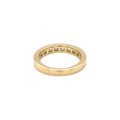 18ct Yellow Gold Emerald Cut Diamond Half-Set Eternity Ring (M)