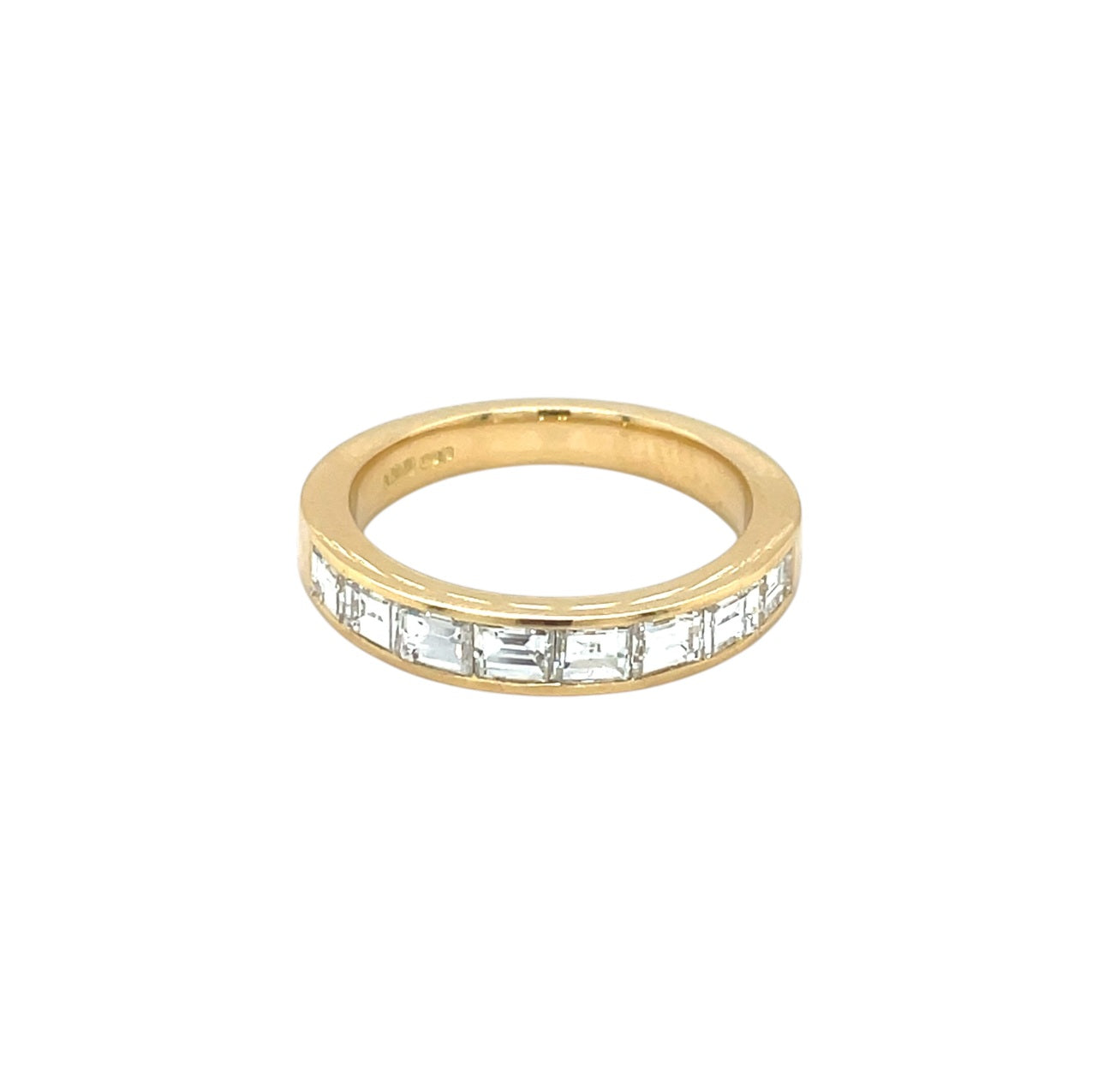 18ct Yellow Gold Emerald Cut Diamond Half-Set Eternity Ring (M)