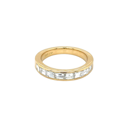 18ct Yellow Gold Emerald Cut Diamond Half-Set Eternity Ring (M)