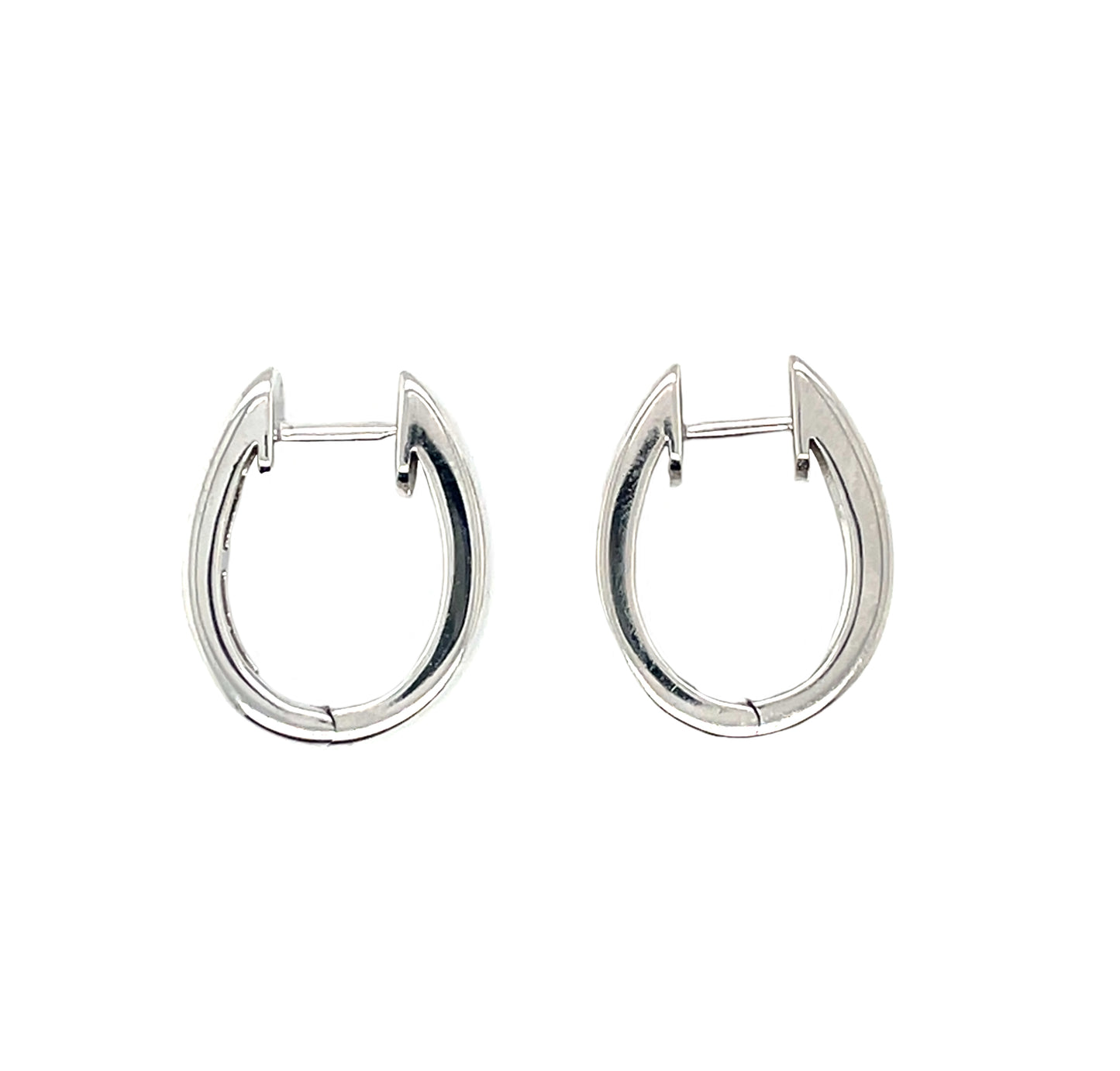 18ct White Gold Baguette Cut Diamond Hoop Earrings