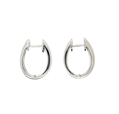 18ct White Gold Baguette Cut Diamond Hoop Earrings