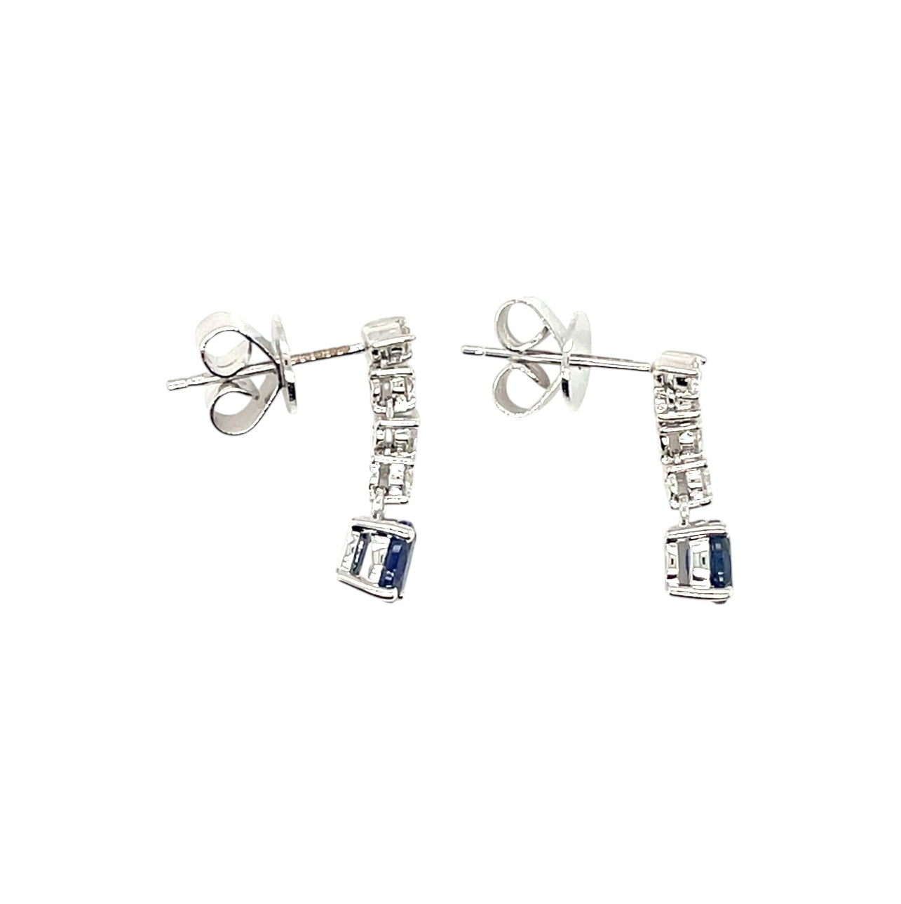 18ct White Gold Sapphire & Diamond Drop Earrings
