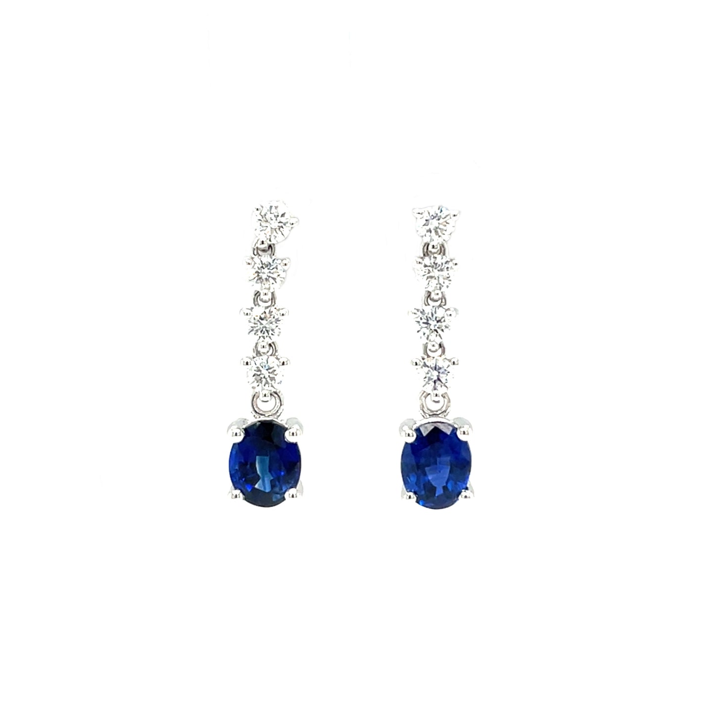 18ct White Gold Sapphire & Diamond Drop Earrings