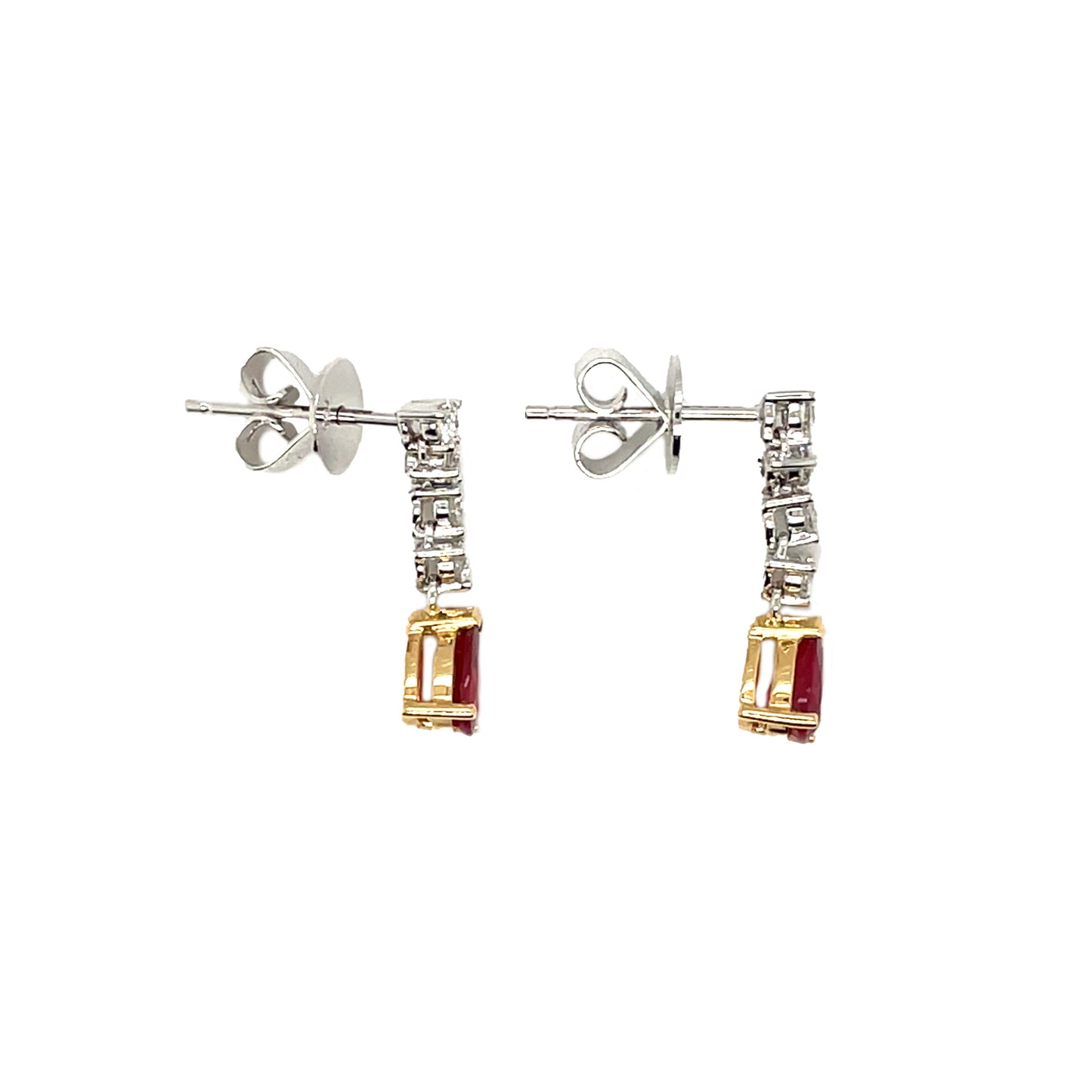 18ct Yellow Gold Ruby & Diamond Drop Earrings