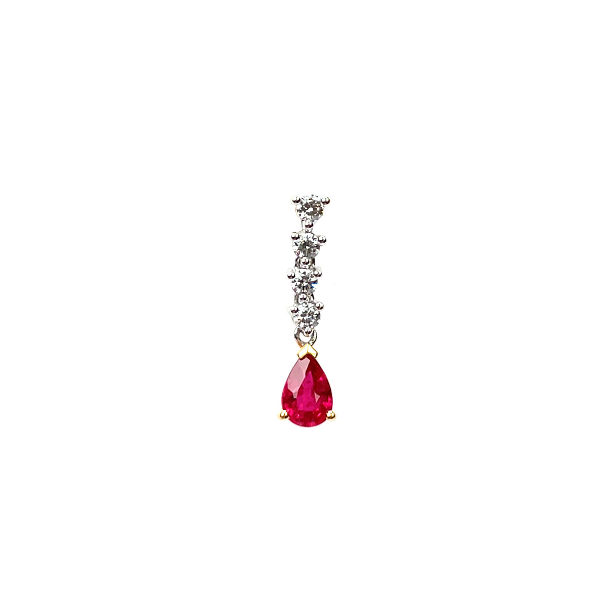 18ct Yellow Gold Ruby & Diamond Drop Pendant