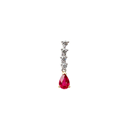 18ct Yellow Gold Ruby & Diamond Drop Pendant