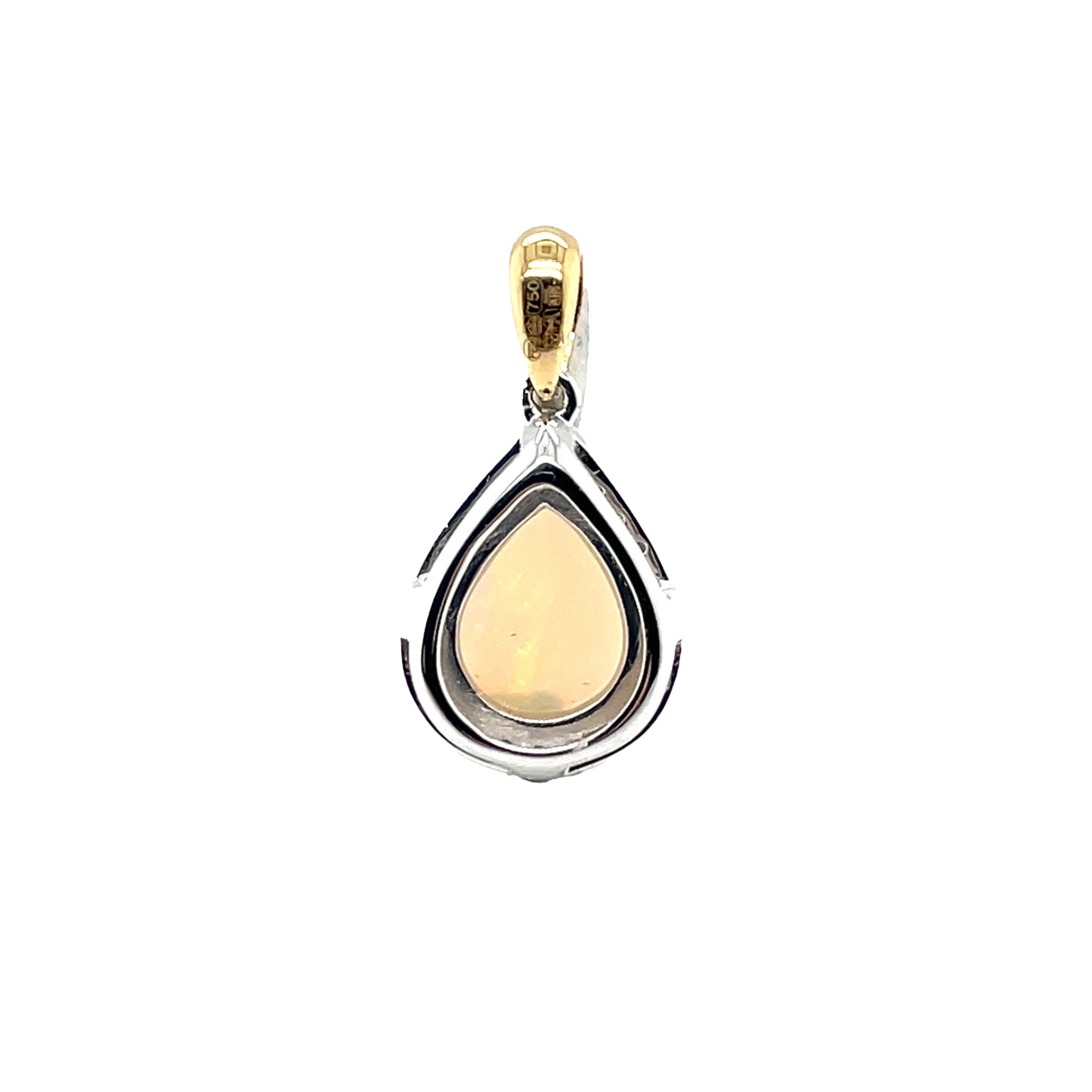 18ct Yellow Gold Pear-Shaped Opal & Diamond Cluster Pendant