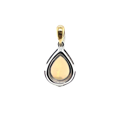 18ct Yellow Gold Pear-Shaped Opal & Diamond Cluster Pendant