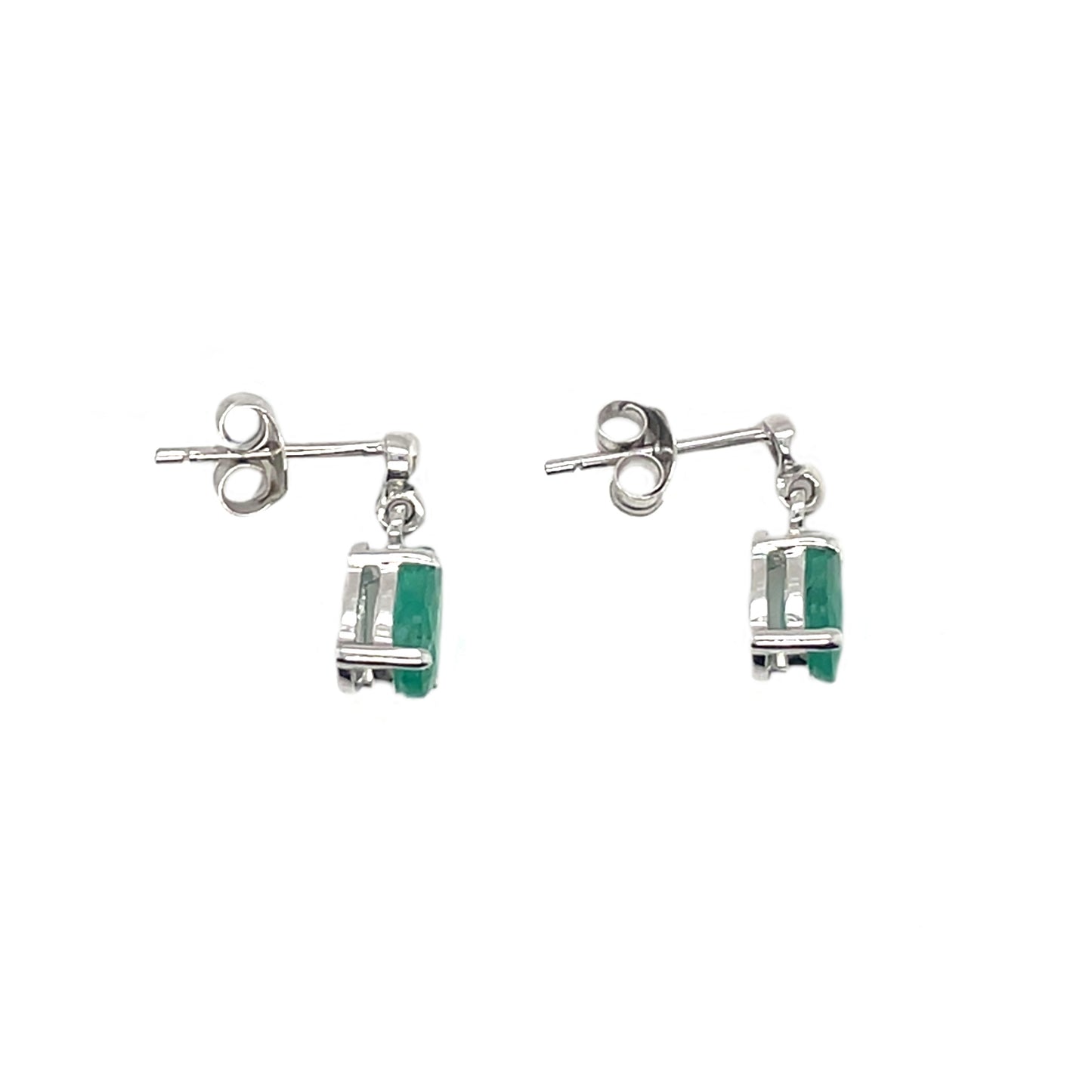 9ct White Gold Pear-Shaped Emerald Drop Earrings