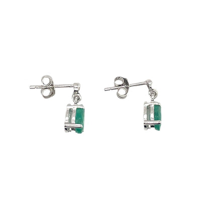 9ct White Gold Pear-Shaped Emerald Drop Earrings