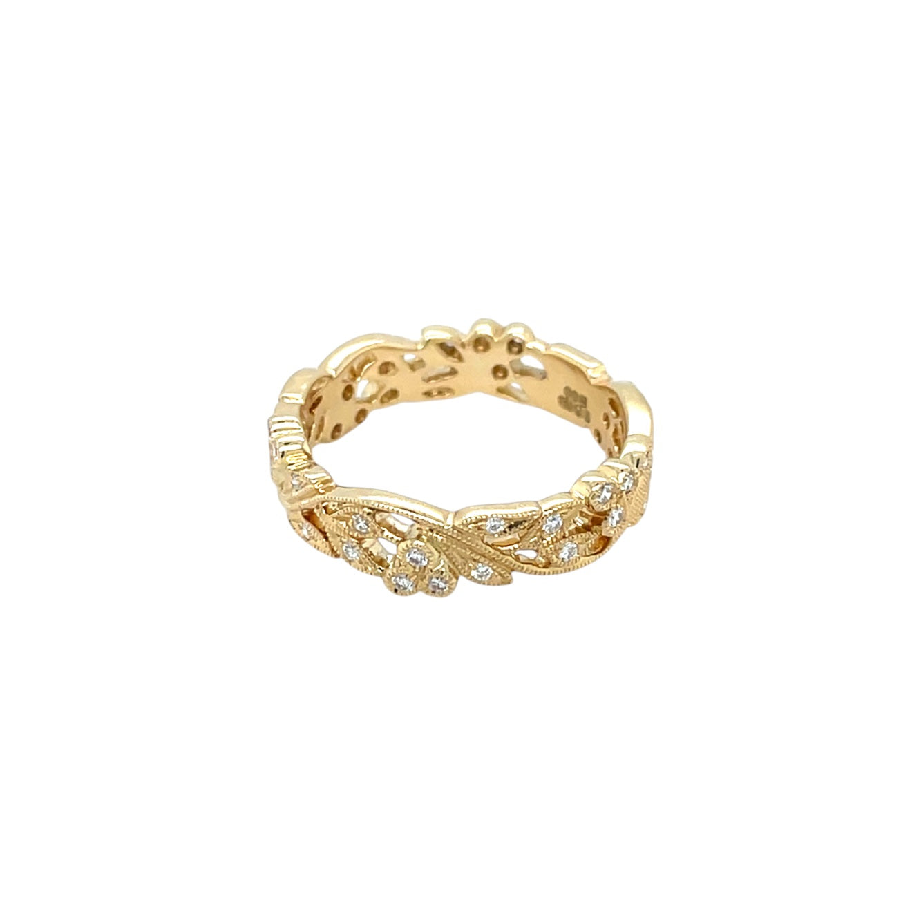 18ct Yellow Gold Diamond Cherry Blossom Ring (L)